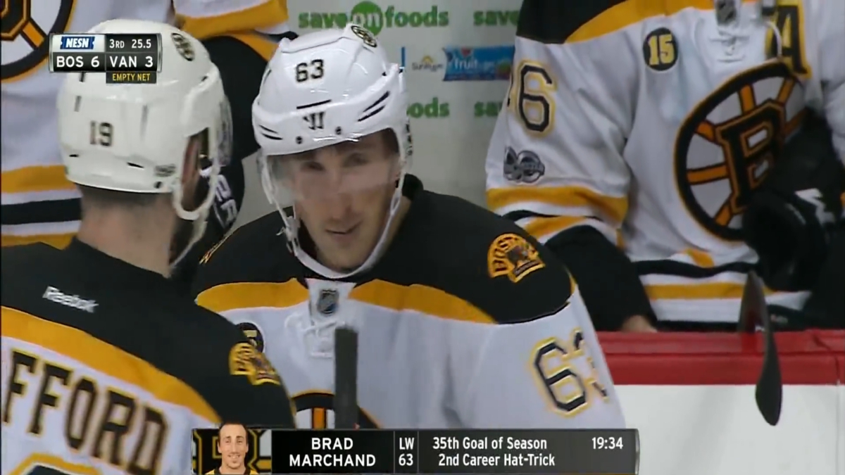 This Day In Hockey History-March 13, 2017-(VIDEO)Brad Marchand Hat Trick VS Vancouver