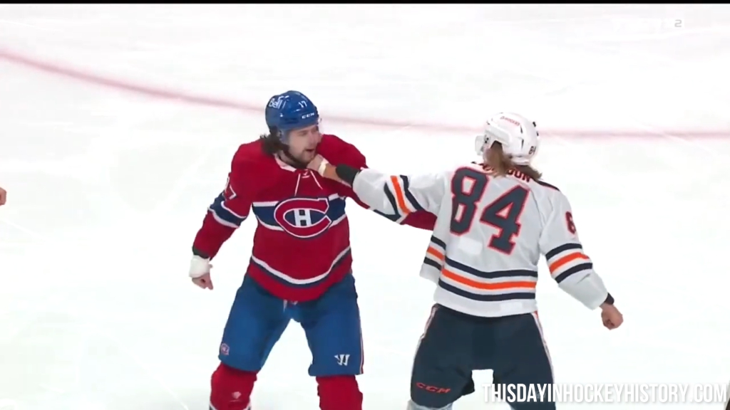 This Day In Hockey History-March 30, 2021-Josh Anderson vs WIlliam Lagesson