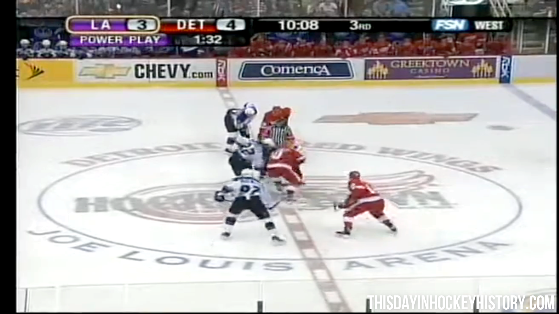 This Day In Hockey History-March 9, 2006-(VIDEO)Los Angeles Kings VS Detroit Red Wings