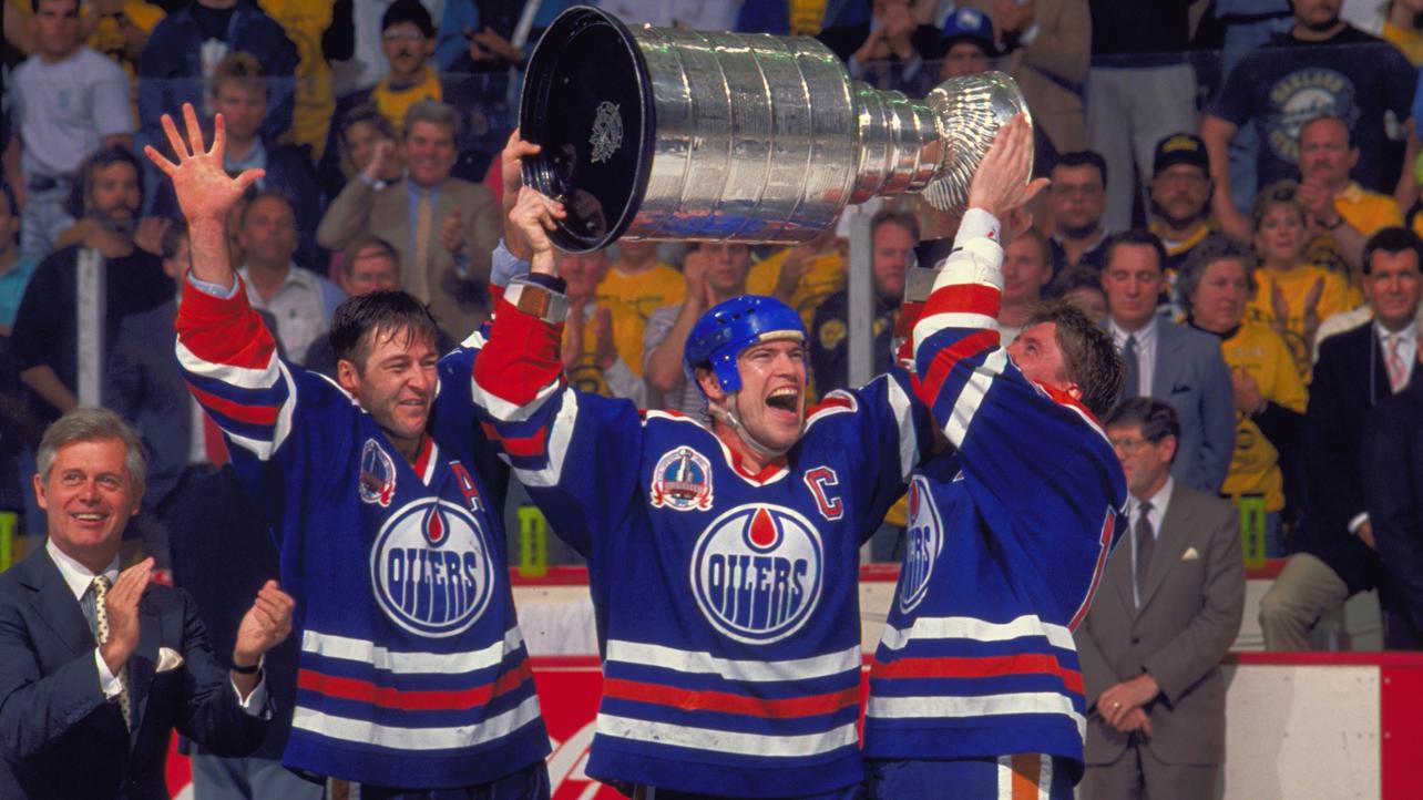 Vintage 1990 Edmonton Oilers Distressed White NHL Stanley Cup -  Norway