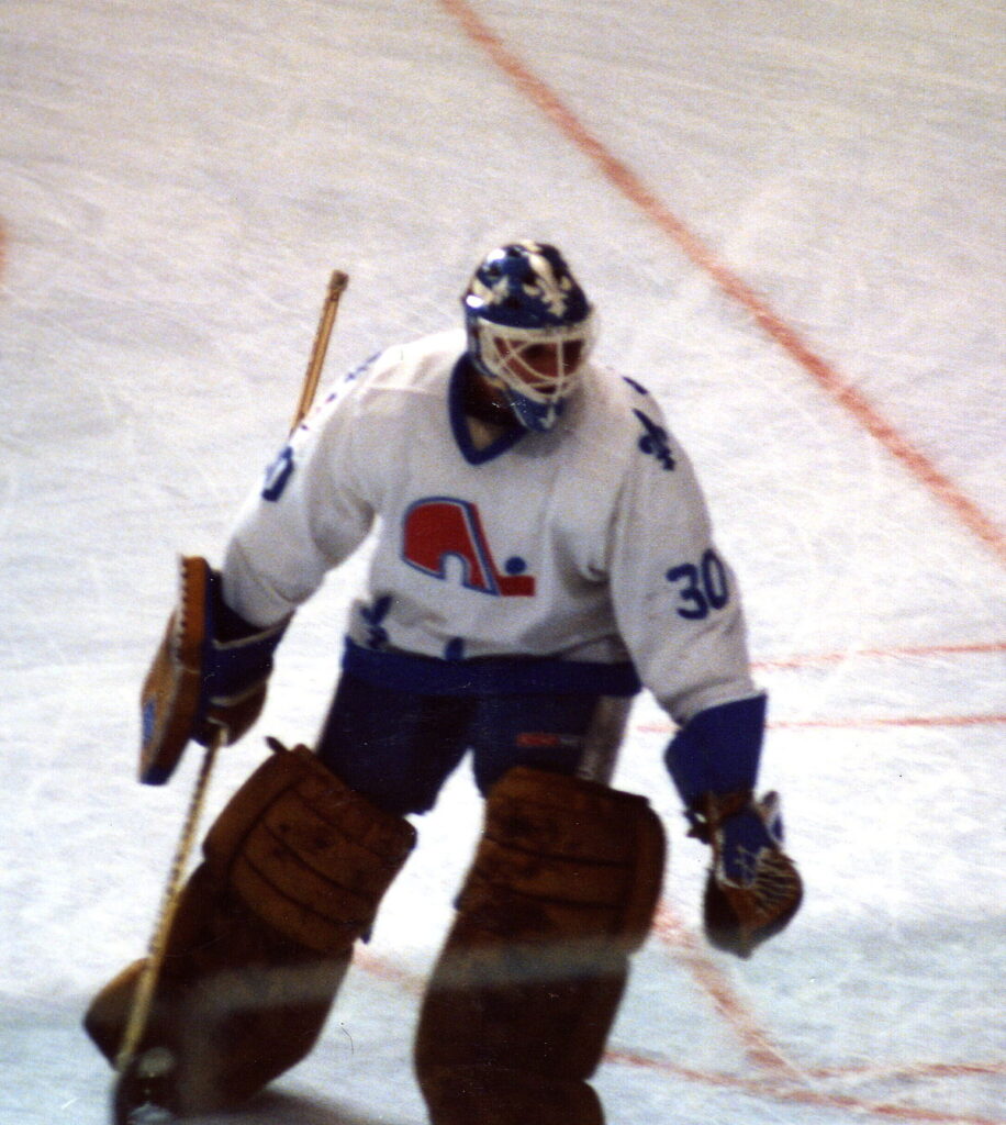 Clint Malarchuk with the Quebec Nordiques